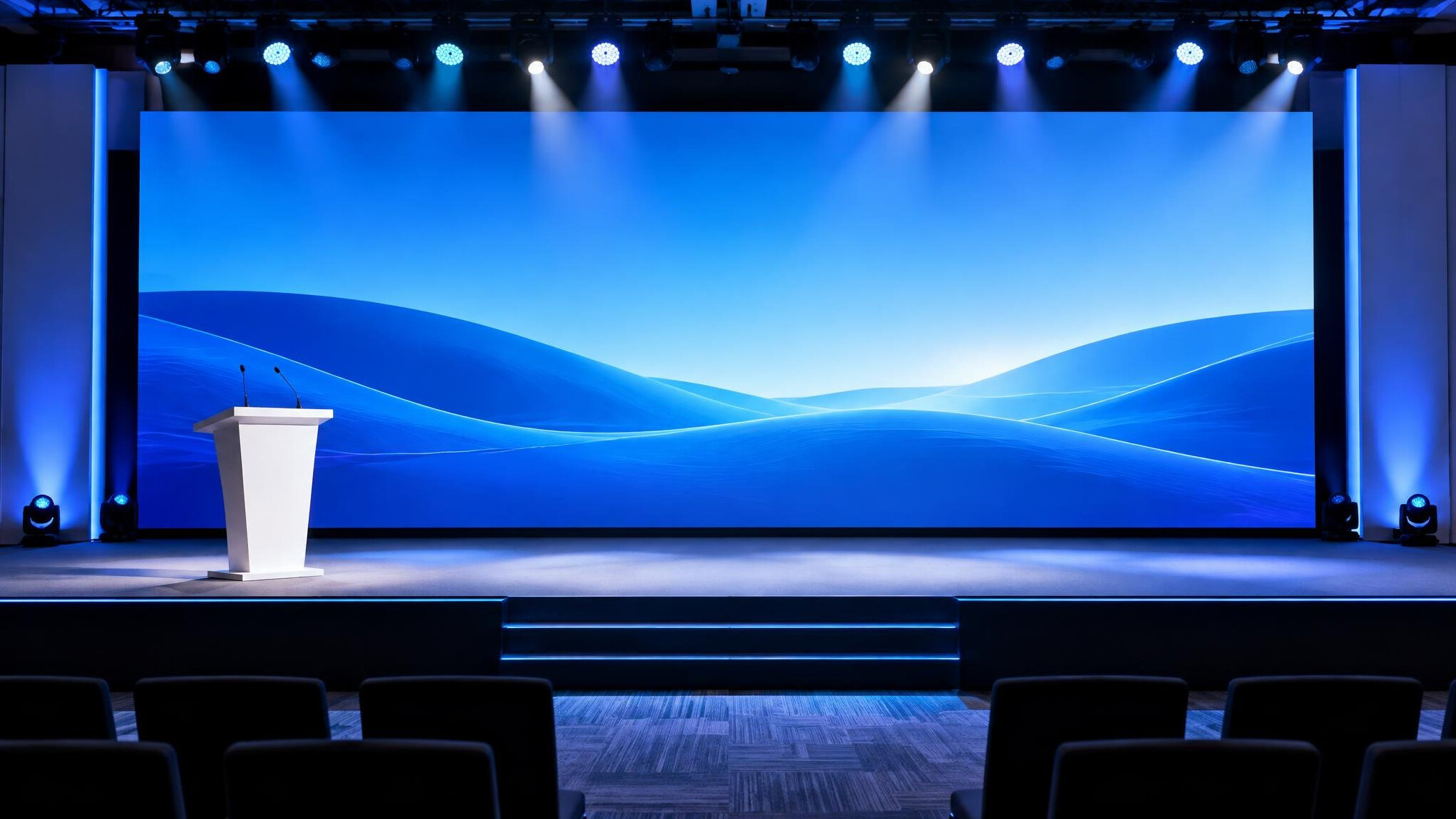 Conference stage with large LED screen